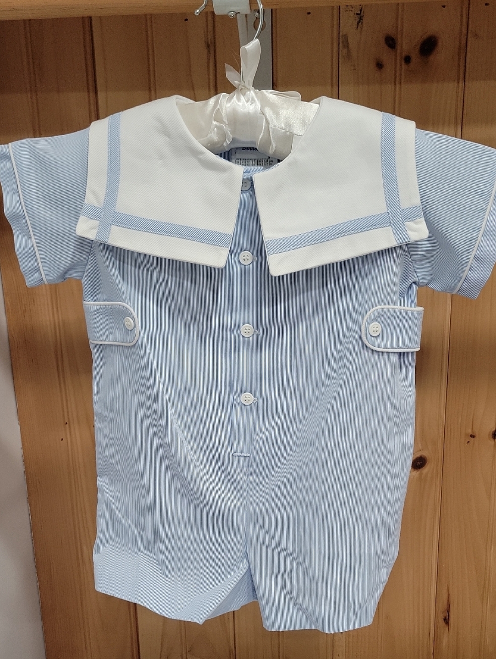 Classic Blue & White Sailor One-Piece for Kids